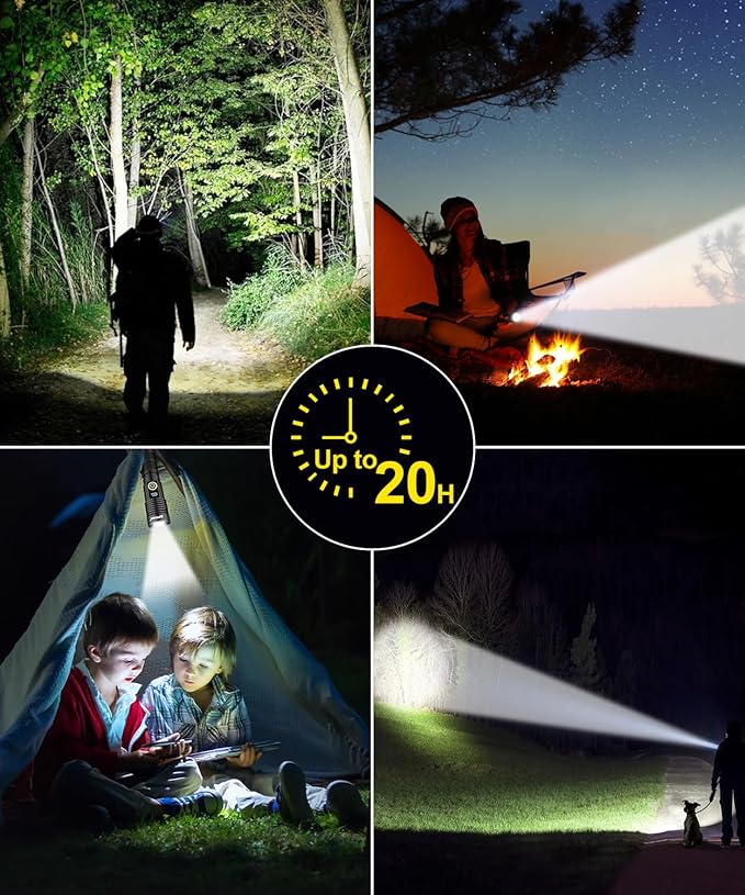 Rechargeable Flashlight High Lumens- Super Bright Magnetic Flash Light with Power Digital Display,Long Range,Dimmable,Waterproof,Pocket LED Flashlights for Emergency Camping 2PC Blue