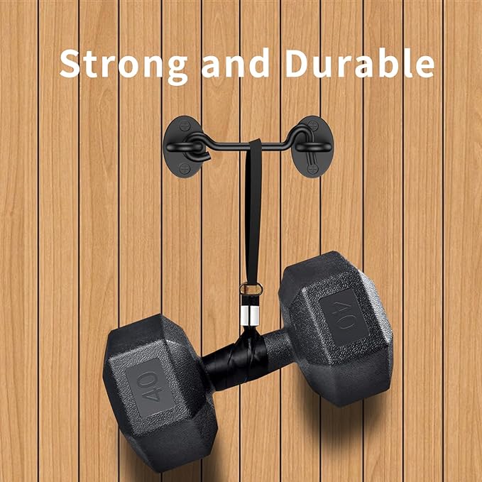 2 Pack Barn Door Latch Lock 4" Black Hook and Eye Latch with Screws, Rust-Resistant Metal Gate Latch for Window, Cabin Hooks, Sliding Door, Bathroom, Bedroom
