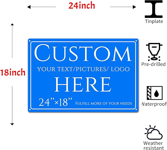 personalized signs, personalized metal sign,Aluminum Weatherproof Metal Sign Multiple Sizes, Double-sidedCustomize for Office, Business, Workplace, Factory, Delivery Signs(24 * 18 Inch)