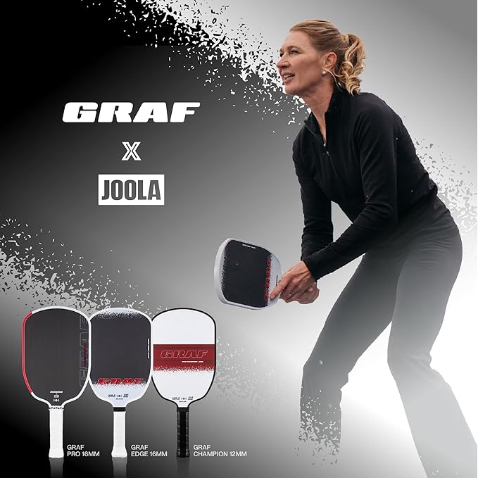 JOOLA GRAF Pro IV 16mm Pickleball Paddle w/Extended Sweet Spot - Carbon Fiber Surface Increases Spin & Control - SK Film for Power & Larger Sweet spot - UPA-A Certified - USAP Approved - NFC Chip