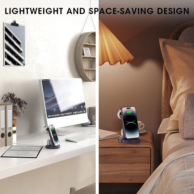 3 in 1 Charging Station for iPhone - Wireless Charger for Apple Products Multiple Devices - Charging Dock Stand for AirPods (for iPhone 17 16e 16 15 14 13 pro 12 11 X Max)