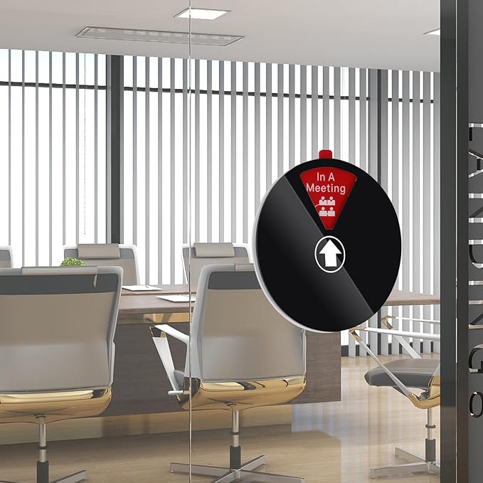 Office Privacy Door Sign with Rotating Status Indicator - 6 Inch Magnetic & Adhesive ABS Sign for Office/Home, 6 Modes (Do Not Disturb/Meeting/Remote Work) (Black)