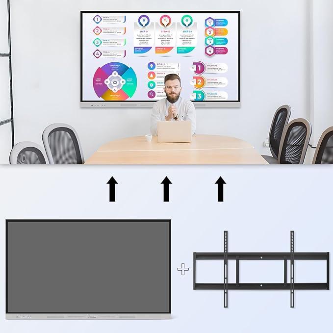 Smart Board 75 inch 4K Interactive Whiteboard Touch Screen, Digital Smart Whiteboard for Classroom and Business with Android -8+128 GB(Wall Mount Included)