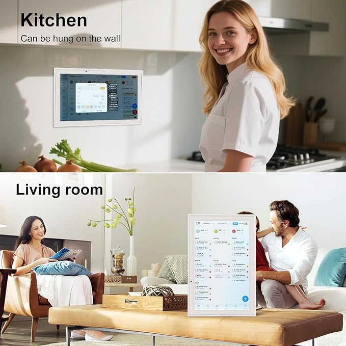 10.1 Inch Smart Digital Calendar Chore Chart Meal Planner HD Touchscreen Smart Family Planner, Hearth Display Desk Digital Calendar Seamless Scheduling(No battery)