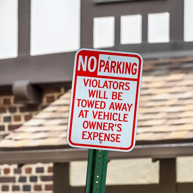 GicnKeuz Large No Parking Signs,18x12 Inches Violators Will Be Towed Away at Vehicle Owner's Expense Signs, Engineer Grade Reflective Aluminum, Fade Resistant,Indoor or Outdoor Use (2-Pack)