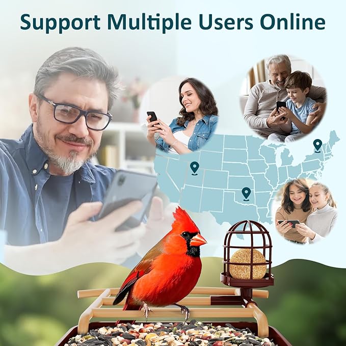 BIRDLEGEND® Bird Feeder with Camera Solar Powered, 2K Portrait Live Free AI Forever Instant Arrival Alerts with 64GB Card, Smart Camera Birds Feeders Wireless Outdoor Gift for Bird Lover, 2.4G WiFi