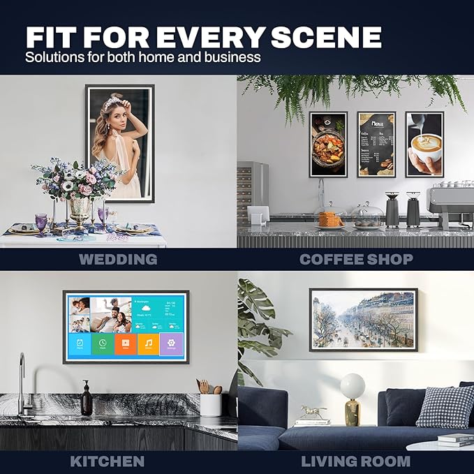 32 Inch FHD Extra Large Digital Picture Frame Touchscreen, 64GB FHD IPS WiFi Digital Photo Frame Remote, Share Photo/Video via Apps, Email, Auto-Rotate, Black Wood Pattern