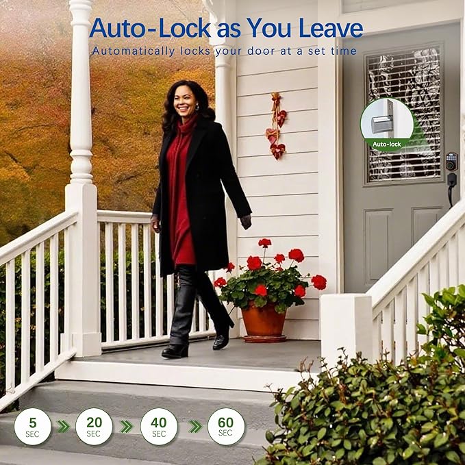 Smart Fingerprint Door Lock, Keyless Entry Deadbolt with Electronic Keypad, Bluetooth App Control, One Time Code, IP65 Weatherproof, for Front Door/Home/Office (Oil Rubbed Bronze)