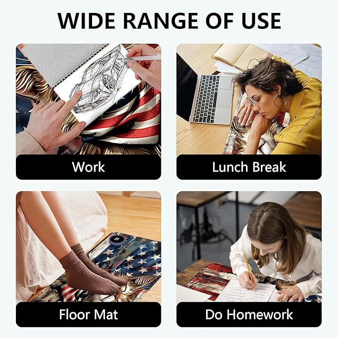 Heated Mouse Pad with 3 Levels Heated & 3 Hours Auto Shut-Off Mouse Pad for Warming Hands in Office Home, 23.6" x 14.2"Large Safe Desk Mat Hand Warmer,Flag Cute Cat