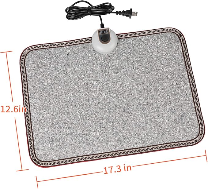Electric Heated Floor Mats - AC 110V Foot Heater, Heated Foot Warmer Mat Under Desk for Office and Home (Gray)