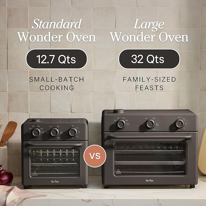 Our Place Large Wonder Oven | 6-in-1 Stainless Steel Air Fryer Toaster Oven Combo with Basket, Rack, Pan & Tray | 3-Rack, 32 QT, Large Capacity - Toast, Roast, Bake, Reheat, Broil & Steam | Blue Salt