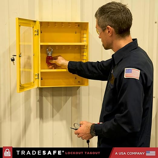 TRADESAFE Lockout Tagout Cabinet, Lock Out Tag Out Station Unfilled - No Loto Devices Included, Wall-Mountable Lockout Tagout Station Cabinet, Loto Box 14-3/8 x 6-1/4 x 17-3/4 inches