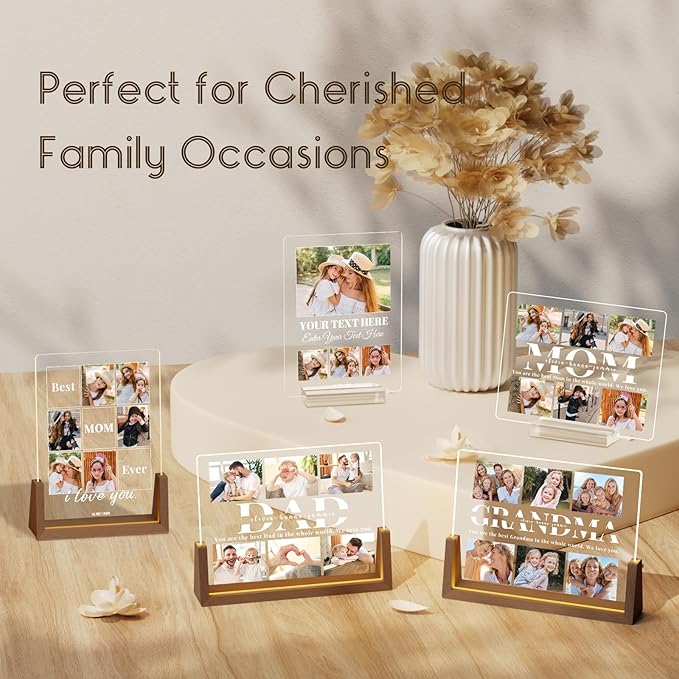 Personalized Dad Gifts for Fathers Day, Custom Fathers Day Gift from Daughter Son Kids, Customized Dad Gifts for Husband from Wife, Unique Best Dad Picture Frame with Your Photos