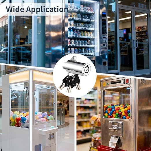 5 Sets Vending Machine Locks, Metal Tubular Keyway Security Locks Keyed Alike, Numbered Lock Cylinder Set for Snack Candy Machines, Toy Claw Machines, Gumball Machines