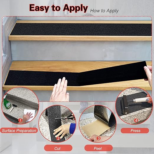 S&X Anti Slip Tape 3 Inch x 60 Ft, High Traction Grip Tape for Stairs Steps, Non-Skid Roll Non Slip Stair Tread Outdoor Indoor Waterproof, Weather-Resistant, Black