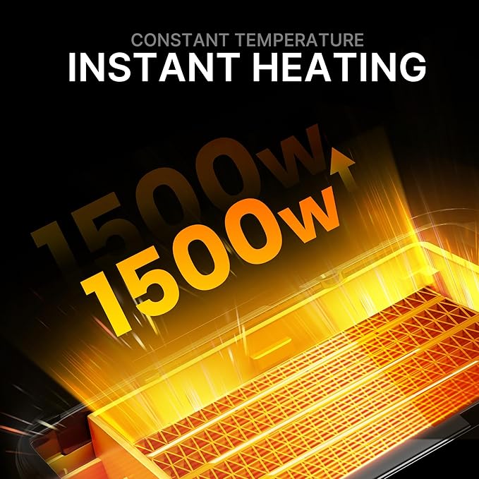 MORENTO Space Heater, Portable Space Heaters for indoor Use, Auto Temperature Control, LED Display Electric Heater, ECO Mode & 0-12H Timer, Quiet Heaters for Office, Bedroom, Home (Black, 1 Pack)