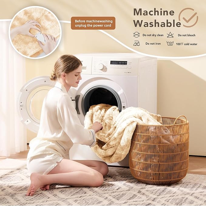 Homemate Electric Heated Blanket Full Size - 72"x84" Heating Blanket Full Size 1/2/4/6/8 Hours Auto-Off 10 Heat Level Over-Heat Protection Luxury Faux Fur Sherpa ETL Certification