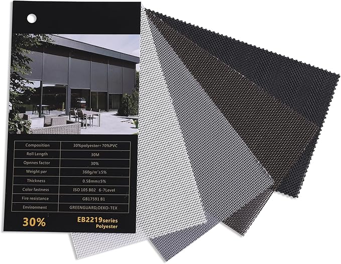 ZSHINE Hard-Wired Outdoor Weatherproof Motorized Patio Roller Shades Remote Control for Porch Balcony Customized Size (Fabric Swatch)