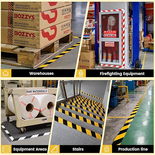 Industrial Red & White Caution Tape 2-Pack | 2in x 108ft Floor Marking Tape | Waterproof & Forklift-Proof | Long-Lasting for Warehouse, Factory, Parking