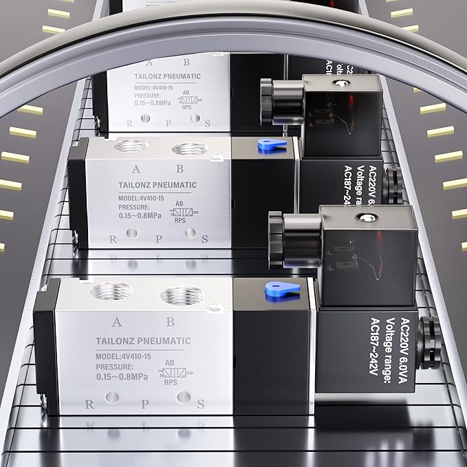 TAILONZ PNEUMATIC 1/2"NPT Solenoid Valve 4V410-15 12V/24V/110V/220V Single Coil Pilot-Operated Electric 2 Position 5 Way Connection Type Junction Box