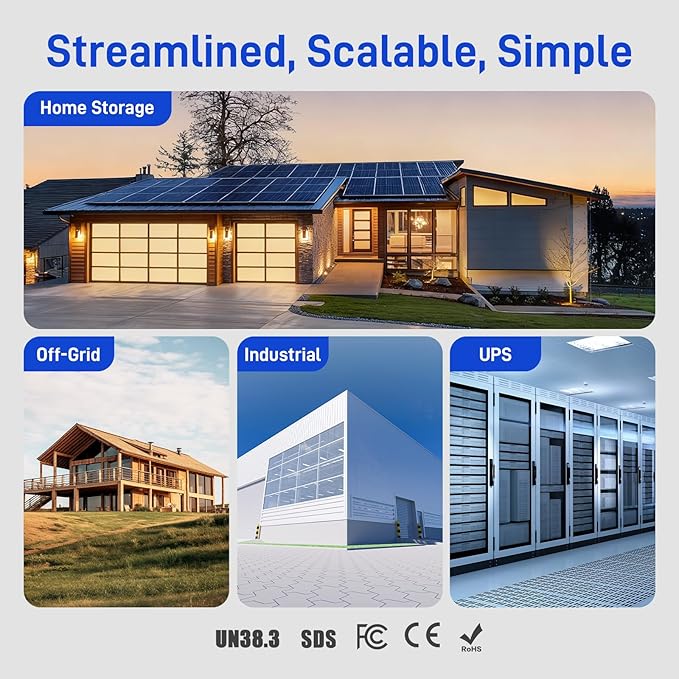 Wattcycle 48V 100Ah LiFePO4 Lithium Battery 100A BMS 2 Pack, 3U Server Rack Battery 5120Wh, with LCD Touchscreen & Bluetooth, 6000+ Cycles Perfect for Home Storage, Solar, RV, Off-Grid, UPS Backup