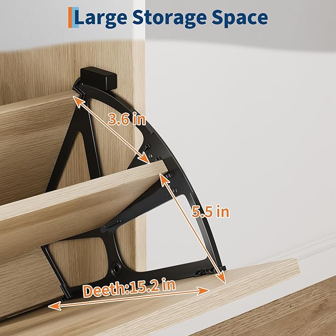 CABIHOME Shoe Storage Cabinet with 2 Flip Drawers, Freestanding Shoe Organizer with Metal Legs, Adjustable Shelf Narrow Shoe Rack Cabinet for Entryway, Hallway, Living Room, Oak