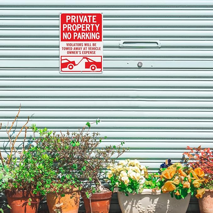 GicnKeuz Private Property No Parking Signs, 14x10 Inches Violators Will Be Towed Away at Vehicle Owner's Expense Signs, Reflective Aluminum, Weather Resistant, Waterproof (2 pack)