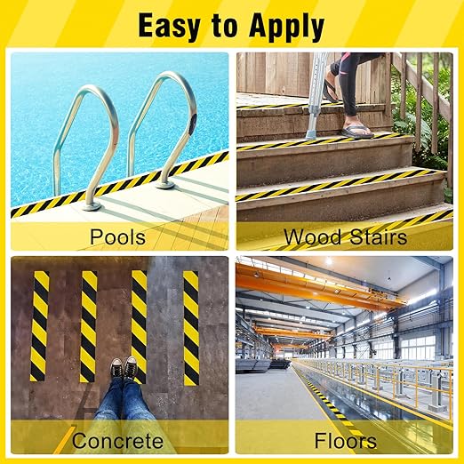 S&X Black/Yellow Anti Slip Tape 12" x 33 FT, Heavy-Duty Grip Tape for Stairs Outdoor Waterproof Safety Non Skid Roll High Traction Non Slip Treads with Hard-Wearing Surface