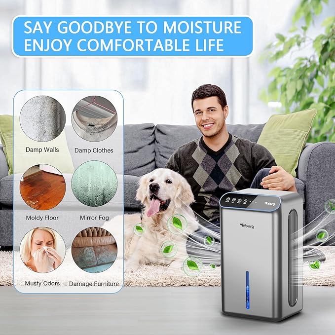 Dehumidifier for Basement (85 OZ, 800 sq ft) Quiet Dehumidifiers for Home, Auto Shut-Off, Sleep Mode, 3 Gear Timer(8H,16H,24H), Small Dehumidifier for Bedroom, Bathroom with Drain Hose