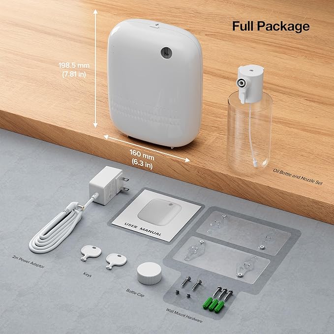 Airversa Waterless Essential Oil Diffuser for Home and Commercial Use, Up to 2000 sq ft 400 mL Capacity, Aromatherapy Scent Diffuser for Large Rooms, Smart Scent Air Machine, ANW-White