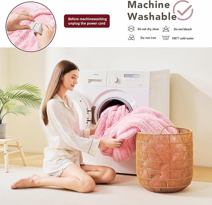 Heated Electric Blanket Full Size - 72"x84" Flannel Heating Blanket with 10 Heating Levels & 5 Time Settings Over-Heat Protection, Winter Warmer for Adults with ETL Certification(Pink)