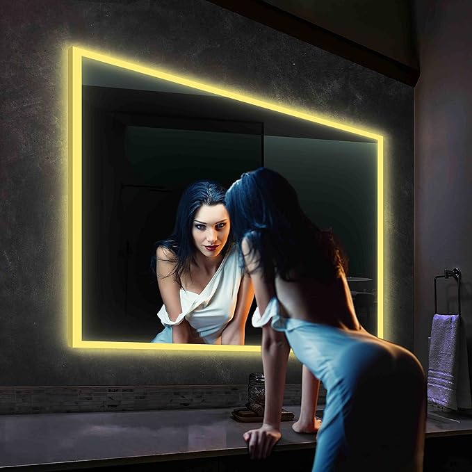 Blossom 48"X36" LED Bathroom Mirror with Lights, Front Lit and Backlight, Stepless Dimmable, Anti-Fog, Shatter-Proof Tempered Glass, Memory, 3 Colors Lighting Bathroom Mirrors for Vanity Makeup Mirror