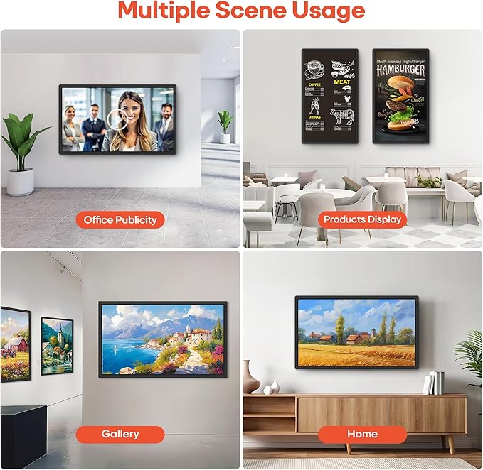 Frameo 32" Extra Large Digital Picture Frame WiFi 64GB, 1920 x 1080 FHD IPS Touch Screen Electronic Photo Frames, Wall Mounted, Auto-Rotate, Support USB and SD Card, Share Photos Videos Instantly