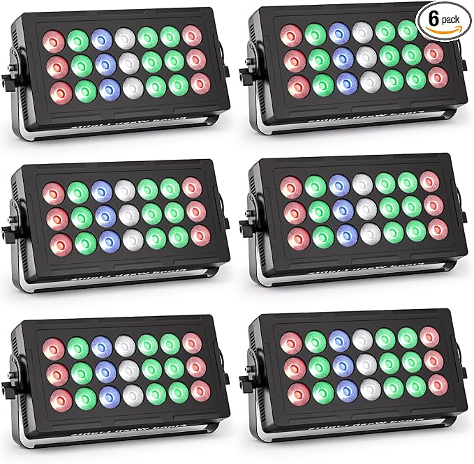 Stage Wash Light 21x15W LED RGBW Dj Lights for Parties, DMX Control Sound-Activated Stage Lighting Bar for Wedding Disco Party (6, 21 Lights)