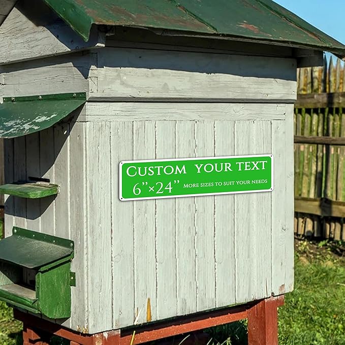 Custom Sign, custom street sign,Aluminum Weatherproof Metal Sign Multiple Sizes, Customize for street, Business, Workplace, office, Home, festival,Delivery Signs(6 * 24 Inch)