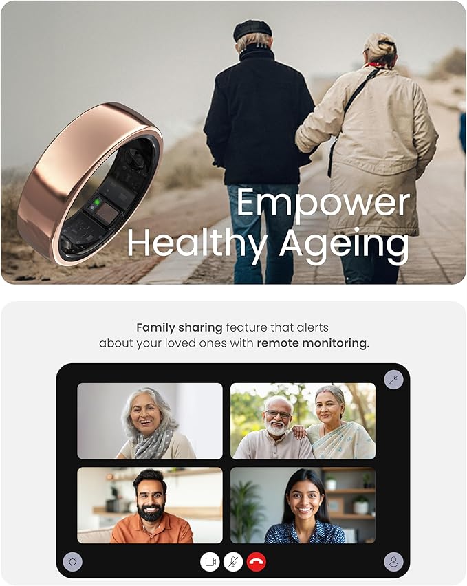 aabo aaboRing Smart Ring, Men, Women, Track Heart Rate, Fitness, Activity, Sleep Stress Monitoring, Step Count, Up to 7 Days of Battery Life, Titanium, No App Subscription, Silver 12