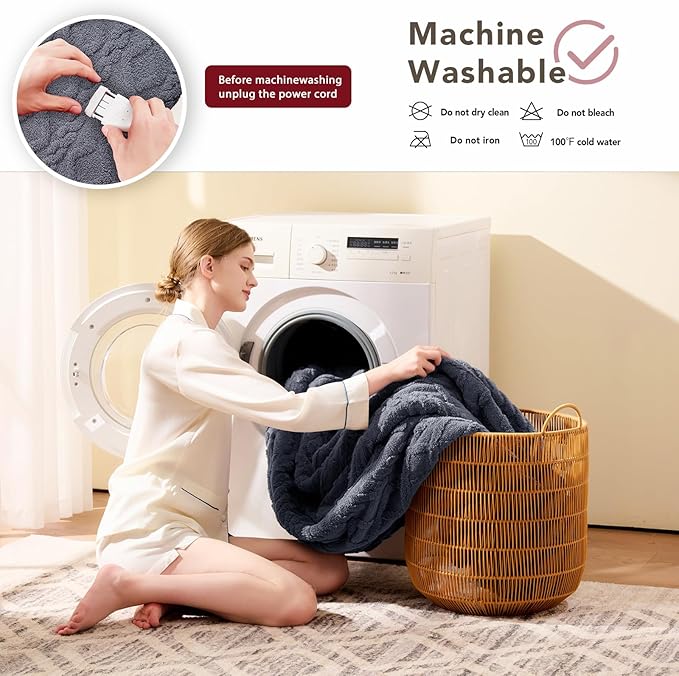 Heated Electric Blanket Queen Size-84"x90" Heating Blanket with 10 Heating Levels & 5 Time Settings Over-Heat Protection,Winter Warmer for Adults with ETL Certification(Grey)