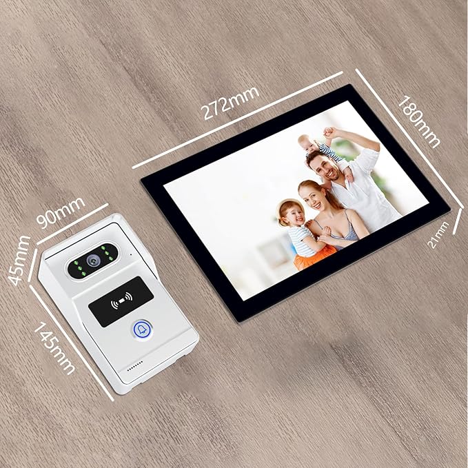 Intercoms Wireless for Home, Video intercom System for Home,1080P doorbell Camera, Smart Video Doorbell with 10-inch Monitor, Video Intercom Two-Way Audio, Tuya App, Night Vision (Silvery)