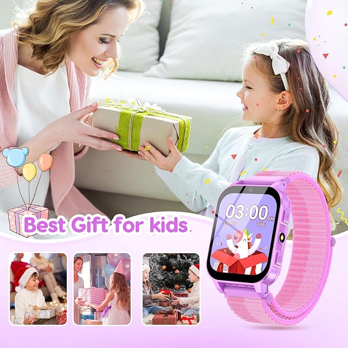 cjc HD Touchscreen Smartwatch for Girls Ages 4-12 - Includes 28 Games, Camera, Music, Pedometer - Fun & Educational Birthday Gift Idea (Purple)