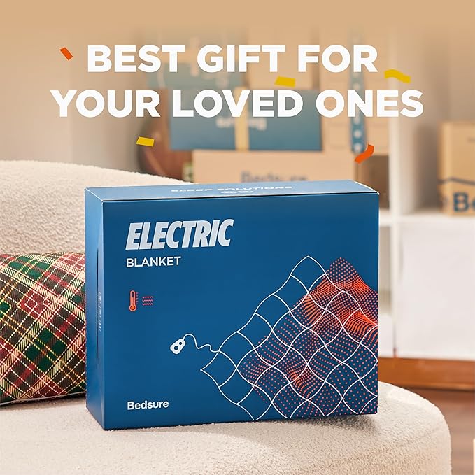 Bedsure Electric Blanket King Size - Dual Control Heated Blanket King Size, Fast Heating with 10 Time Settings & 10 Heat Settings, Warm Gift for Grandma (100x90 inches, Blue)
