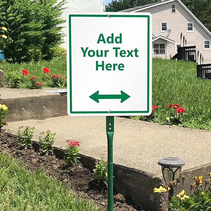 SmartSign 12 x 10 inch Custom Yard Sign with 3 foot Stake - Add Your Text & Choose Arrow, 40 mil Laminated Rustproof Aluminum, Set of 1, Made in USA