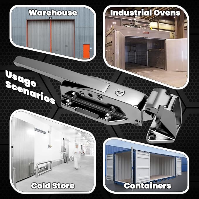 New Upgraded Walk in Cooler Door Handle, Walk in Cooler Door Closer Complete Latch Kit, Cooler Door Radial Latch, Offset -1/5 In-3/5 in(Offset) and 5.9" Solid Metal Interior Release Handle
