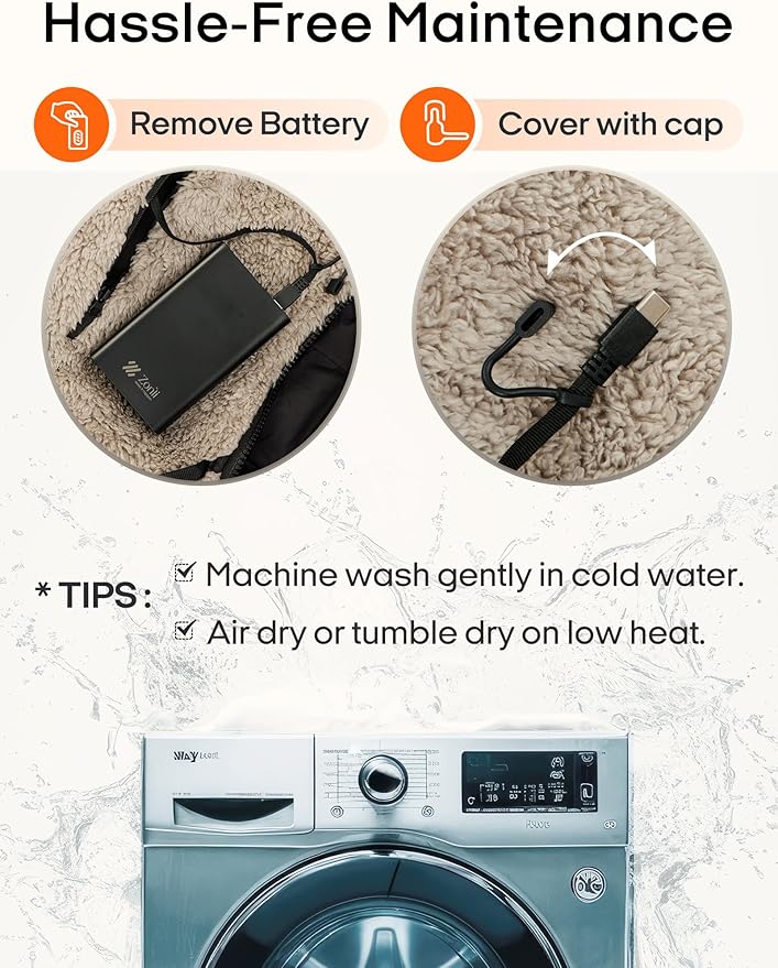 ZonLi Z-Walk Battery Operated Heated Blanket,Rechargeable 12v Portable Heated Blanket with 3 Heating Levels,Includes 20000mAh Power Bank,for Camping,Car,Stadium,Outdoors(Black)