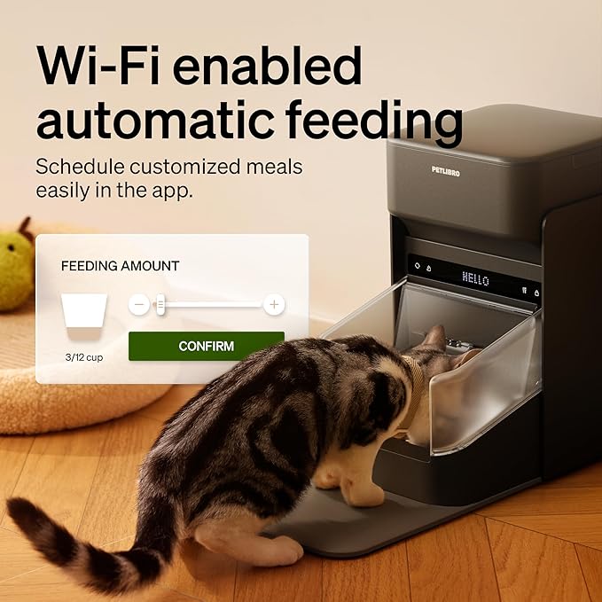 2 Packs PETLIBRO RFID Automatic Cat Feeder with 12 Packs Pet Food Desiccant Bag, Collar Sensor for Personalized Meals, Wi-Fi Programmable Food Dispenser with Cats Recognition & Diet Tracking