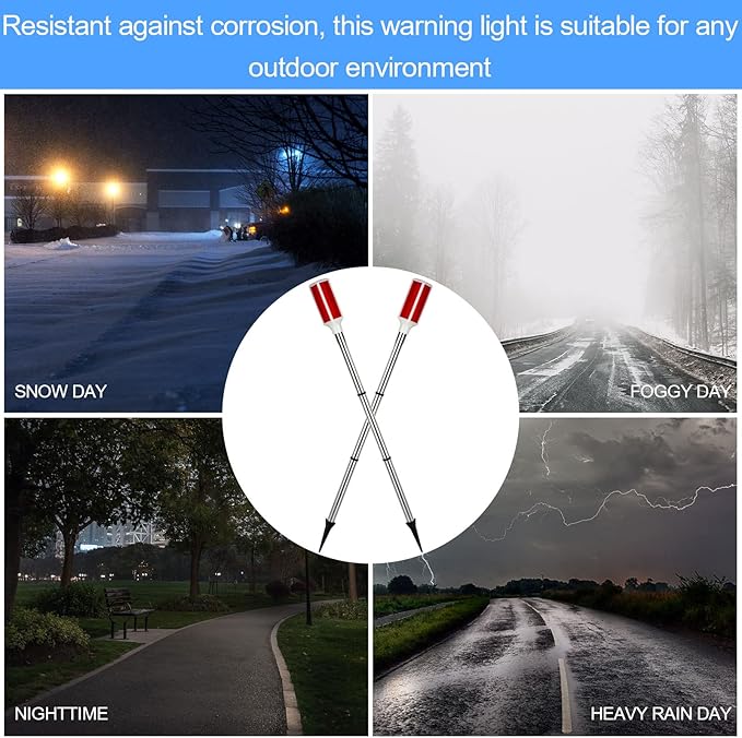 10PCS Solar Powered Driveway Markers - Reflective Red Landscape Reflectors for Snow, Road, Outdoor Yard, Parking, Sidewalk