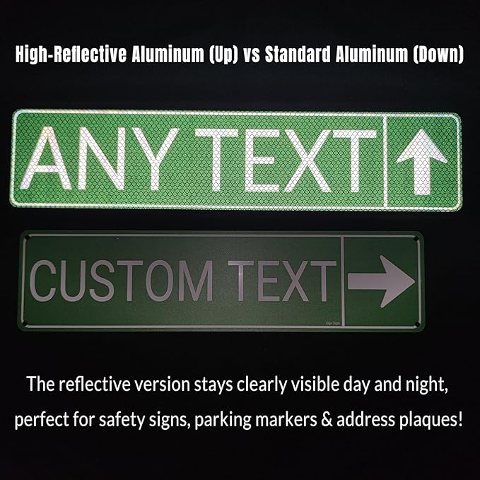 Custom Street Signs, Reflective Option, Single/Double Sided, Rust Free Aluminum, UV Protected & Weatherproof - 4x18 Inch