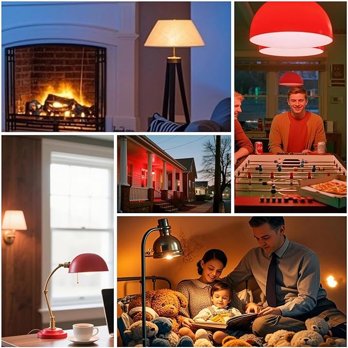 3 Color Temperature LED Bulb E26 Medium Base 60W Equivalent, 2700K Warm White and Red Color Changing Light Bulb 3CCT A19 LED 6W Clear Glass, Not Dimmable, 2 Pack