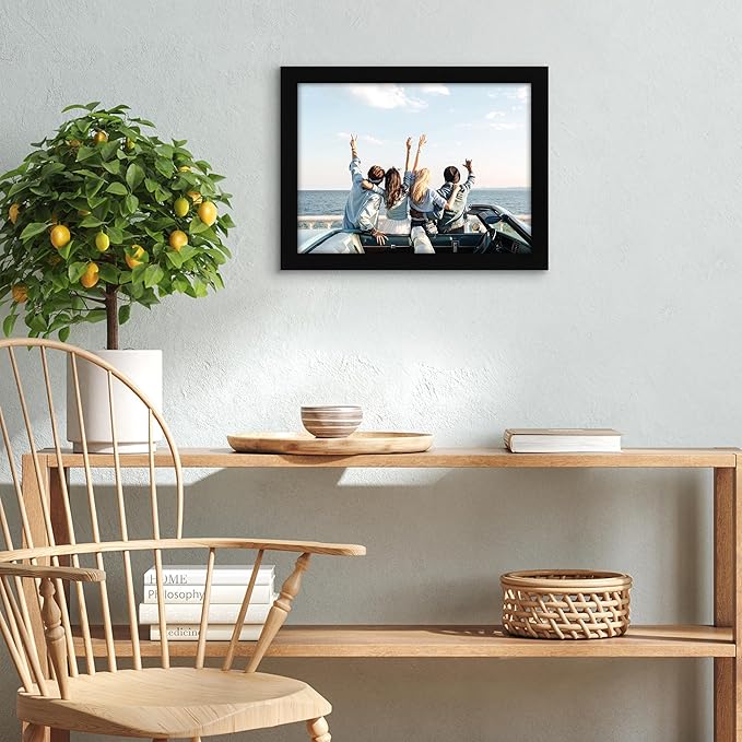 Americanflat 8x11 Picture Frame with Shatter-Resistant Glass - Signature Collection - Gallery-Style Frames Made of Engineered Wood - Photo Frame for Tabletop and Wall Display - Black