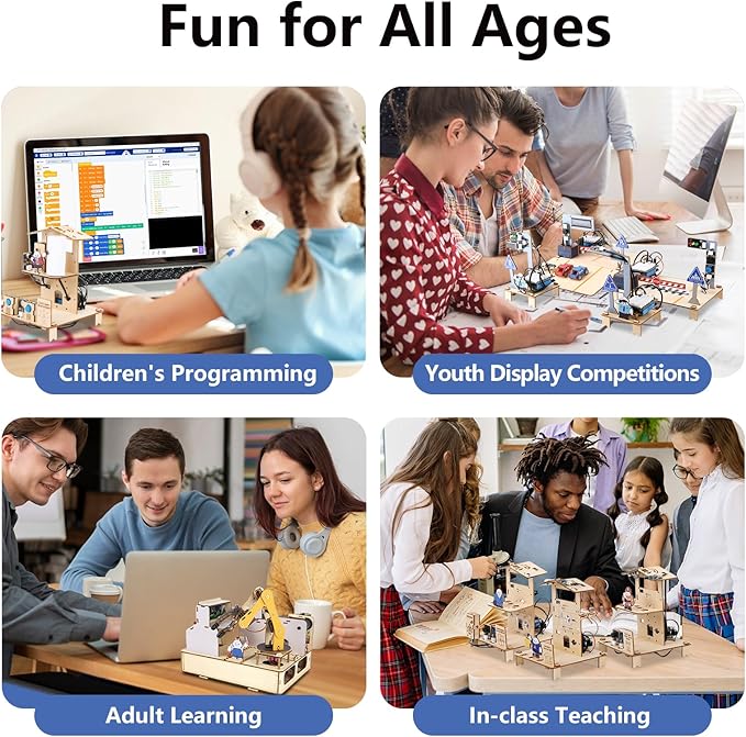 ACEBOTT IoT STEM Kit for Kids,Smart Factory Starter Kit for Arduino ESP32,3D Wooden Puzzles DIY Model Science Educational Set Building Toys for Adults Teens 10+