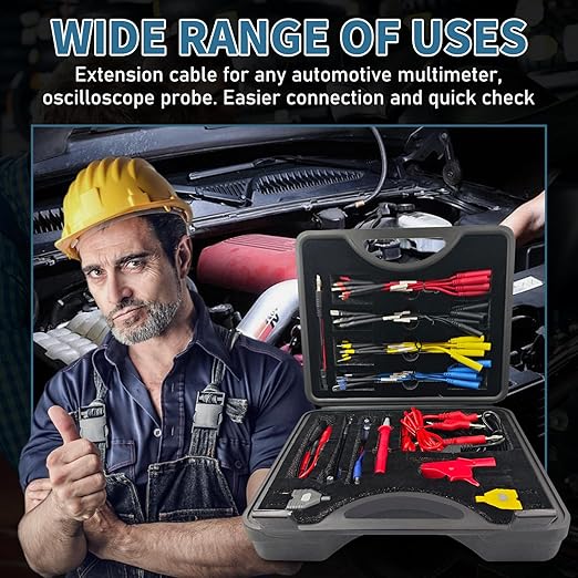 76 Pcs Automotive Circuit Test Lead Kit, Multimeter Test Leads Kit, Electrical Back Probe Kit, Alligator Clip, Acicular Probe, Banana Plug Adapters, Volt Meter Lead (with Carrying Case)